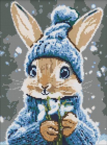 Алмазная мозаика - "Кролик с подснежниками" ©art_selena_ua, 30х40см