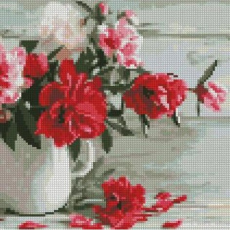 Набір для творчості алмазна картина Червоні пелюстки піонів Strateg розміром 30х30 см (CA-0043)