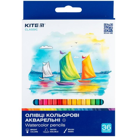 Карандаши цветные акварельные, 36 шт., Kite Classic