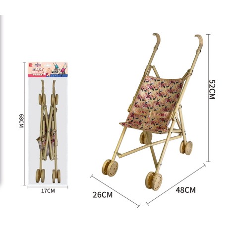 Коляска тростинка металл, размер игрушки 48*24*51 см,  12*10*67см /36/