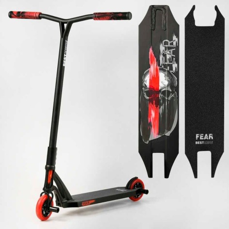 Самокат трюковий "Best Scooter" FEAR, SCS-система, ПЕГИ, алюмінієвий диск та дека, колеса PU, d=115 мм, ширина керма 58 см