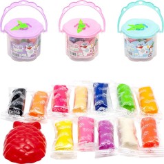 Ароматизований моделін в відрі №2011 6,5*7см, 12 кольорів, в наборі + формочка 