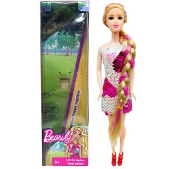 Кукла в платье с пайетками (блондинка в малиновом)