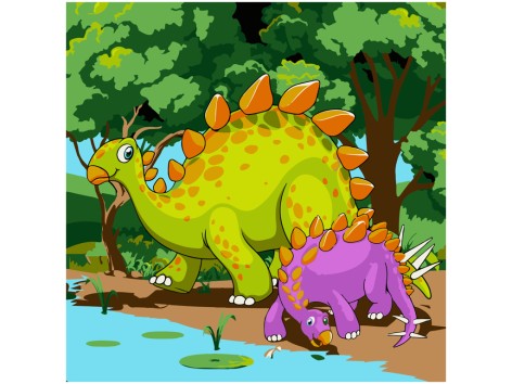 Набір для розпису за номерами Динозаврі біля берега Strateg розміром 30х30 см (ES-0833)