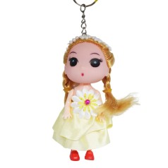 Лялька-брелок у сукні з ромашкою, жовтий