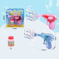 Пістолет з мильними бульбашками 2 кольори, механічний принцип роботи, пляшка з мильним розчином, на листі  