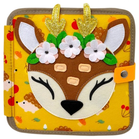 Мягкая книжка-бизиборд C 69029 (32) фетр, пальчиковые игры, шнуровка, сортёр по цветам, элементы на липучках, в пакете