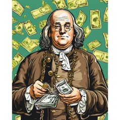 Картина по номерам Бенджамин Франклин. Люди. С красками металлик (золотые) 40*50 см Оригами LW 3286