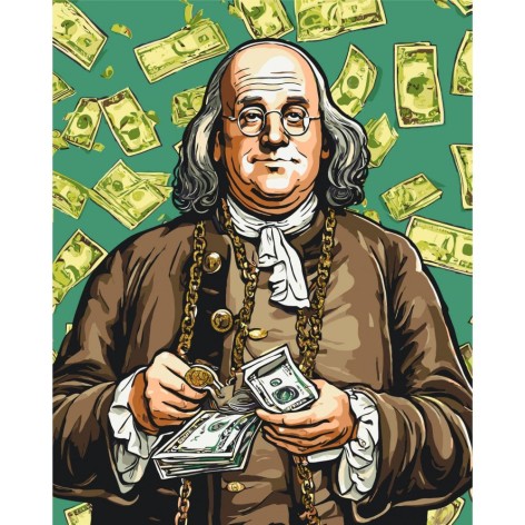 Картина по номерам Бенджамин Франклин. Люди. С красками металлик (золотые) 40*50 см Оригами LW 3286