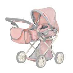 Коляска для ляльки CARRELLO UNICO 9346 PINK. з сумкою метал.кор.45*15*36,5 /1/