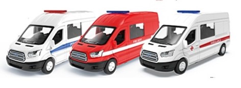 Машина металева АВТОПРОМ 1:52 Ford Transit Police car,3 кольора, відкр. двері,кор. 14,5*6,5*7см 
