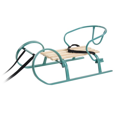 Дитячі санки Vitan "Снігур міні" бірюза металевий каркас дерев'яне сидіння (Vitan)