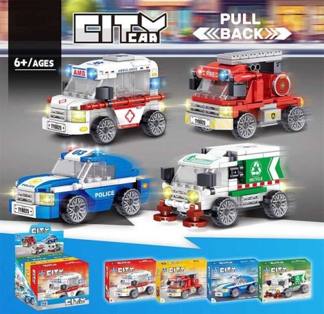 Конструктор, “Спецтранспорт”, 110-114дет., гумові шини, інерція, в кор.14*15*5см. /60/240/4шт