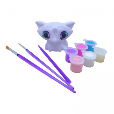 Набір для творчості Nebulous Stars "Розфарбуй улюбленця" гіпсова фігурка 5 кольорів акрилових фарб лак з блискітками стрази (302)