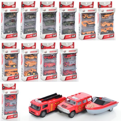 Набор с транспортом инерция, от 5см, 12видов, 3шт, в кор-ке, 23-10-4см 