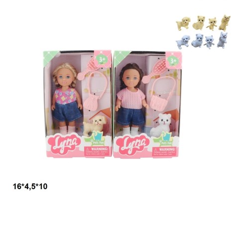 Лялька 12см 4614 з тваринкою та аксес.2в.кор.16*4,5*10 