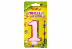 Свічка ЦИФРИ з кольоровим контуром ЦИФРА 1, ціна за 4 шт. //