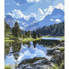 Набір для розпису по номерах Тиша гірського світу Strateg розміром 40х50 см (VA-4656)