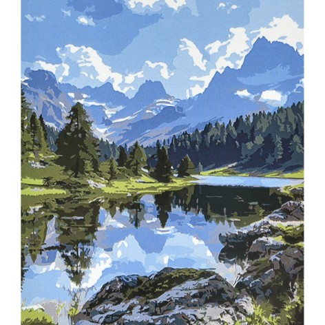 Набір для розпису по номерах Тиша гірського світу Strateg розміром 40х50 см (VA-4656)