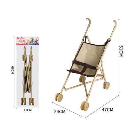 Коляска тростинка пластик, размер игрушки 47*24*51 см,  12*10*66см /72/