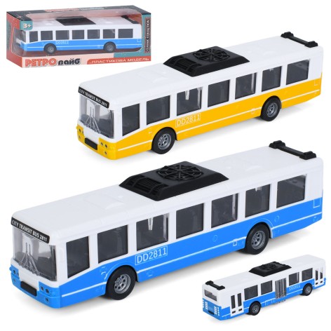 Автобус инерция, 16см, резиновые колеса, 2 цвета, в кор-це, 18-7-4,5см /72/