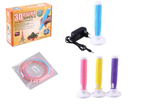 Набір 3D-ручка, з керамічним носиком, в комплекті: 3D ручка, 3 мотка PLA пластика, зарядний пристрій, інструкція