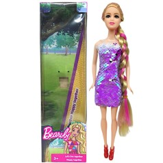 Кукла в платье с пайетками (блондинка в сиреневом)
