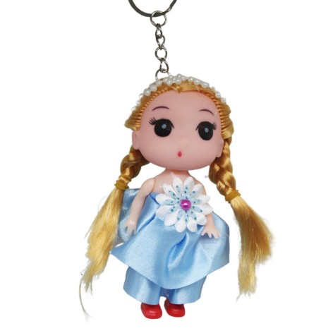 Лялька-брелок у сукні з ромашкою, блакитний