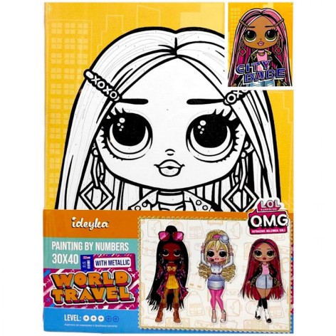 Картина за номерами з фарбами металік для дітей "L.O.L. Surprise! O.M.G. City Babe" 30х40 см