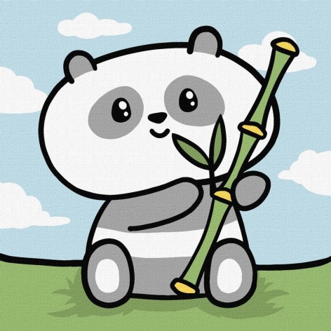 Набор для росписи по номерам для детей "Милая панда" 18х18см