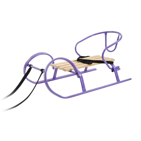 Дитячі санки Vitan "Снігур міні" фіолетові з металевим каркасом та дерев'яним сидінням