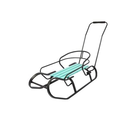 Дитячі санки Vitan "Експрес" чорні з спинкою та ручкою кольорова планка