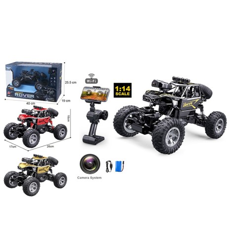 Р/К машина 2,4G, камера, 26см, 1:14, резиновые колеса(надувные), амортизаторы, 4х4,USBзарядное, 3 цвета, в кор-ке, 40-25,5-19,5см 