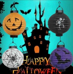 Ліхтарик Хелловін/Halloween, 20см, світло, 4 види, на бат-ці, в п/е 20-20-4см 