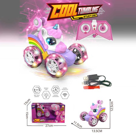 Машинка на Р/К перевертиш, підсвічування, обертання передніх коліс на 360°, пульт 2.4 G, вбудований акумулятор, в кор. /36-2/
