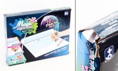 УЦЕНКА 30% Досточка для малювання світло, LED, картки, фломастери, віск.крейда, чарівна бумага, 3 види, на бат-ці, в кор-ці, 32,5-24,5-4,5см 