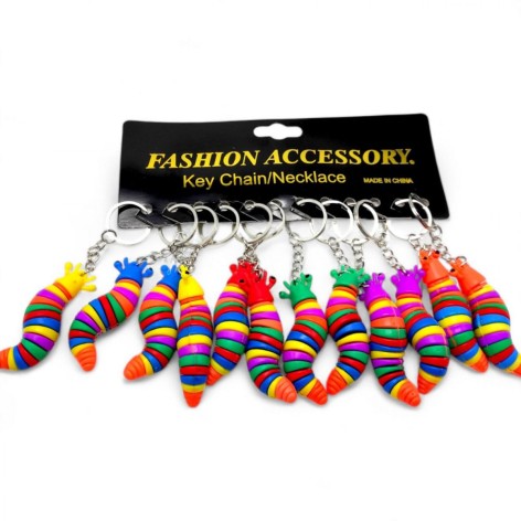 Брелки резиновые "Гусеницы", цветные 11,5 см (12 шт)