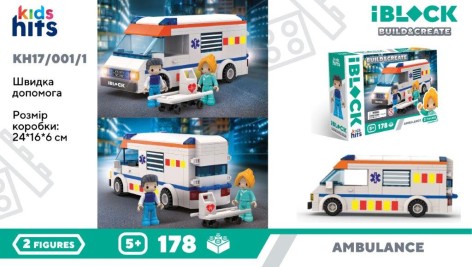 Конструктор Kids hits iBlock JUNIOR 178дет., Міська швидка допомога кор. 24*16*6см 
