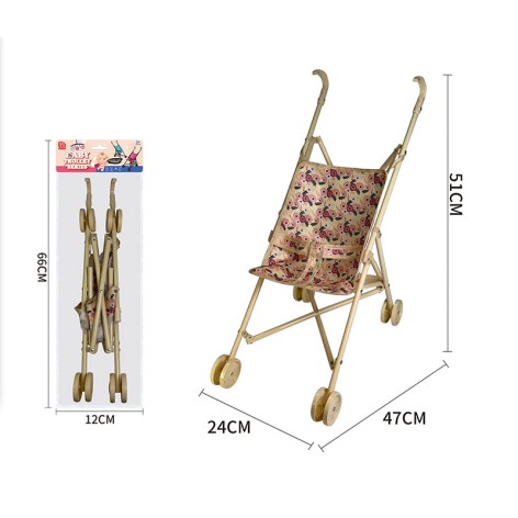 Коляска тростинка пластик, размер игрушки 47*24*51 см,  12*10*66см /72/