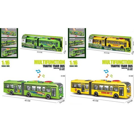 Автобус инерция, 40см, 1:16, открываются двери, звук, свет, резиновые колеса, 2 вида, на бат(табл), в кор-це, 43,5-13-8,5см /12/