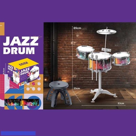 Барабанна установка розмір: 53х33х65 см, барабанні палички, стільчик, в кор. /12/