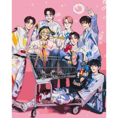 Картина по номерам Аниме. K-Pop. Enhypenу (энхайпен) 40*50 см Оригами LW 3292 pbn-a