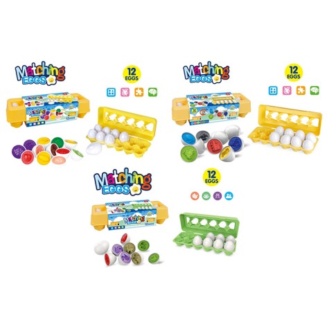 Гра яйця-пазли, 6см, набір 12шт, лоток, 3 види (фрукти, транспорт, динозаври), в карт.обготці, 29,5-10,5-7см /24/