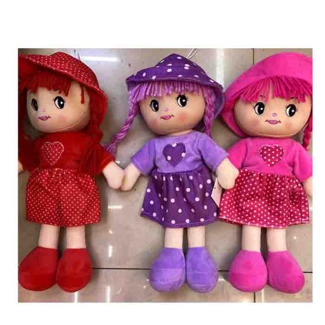 Кукла 34см, мягконабивная, петелька, 3 цвета, в п/э, 15-34-7см 