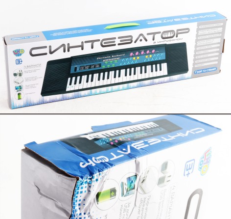 УЦЕНКА 40% Синтезатор 44 клавіші, 63 см, мікрофон, запис, демо, USB шнур, на бат-ці, в кор-ці, 63-18-6см 