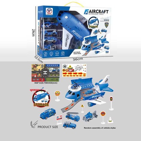 Самолет-стоянка СИНИЙ, музыкальный чип, мелодии, наклейки, в кор. 