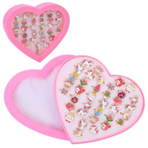 Детские металлические кольца набор 36 шт микс видов 15-14-2,5 см