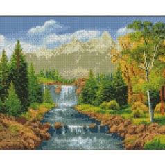 Набор для творчества алмазная картина Горный водопад Strateg размером 30х40 см (KB059)