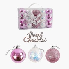 Новорічні прикраси на ялинку 15 штук кульки D=5 см пластик глітер