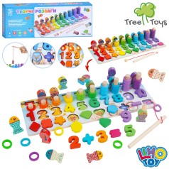 Дерев'яна іграшка Багатофункціональна дошка ігрове поле 36,5-13см, цифри (1-10), математ. 37,5-14-4,5см 